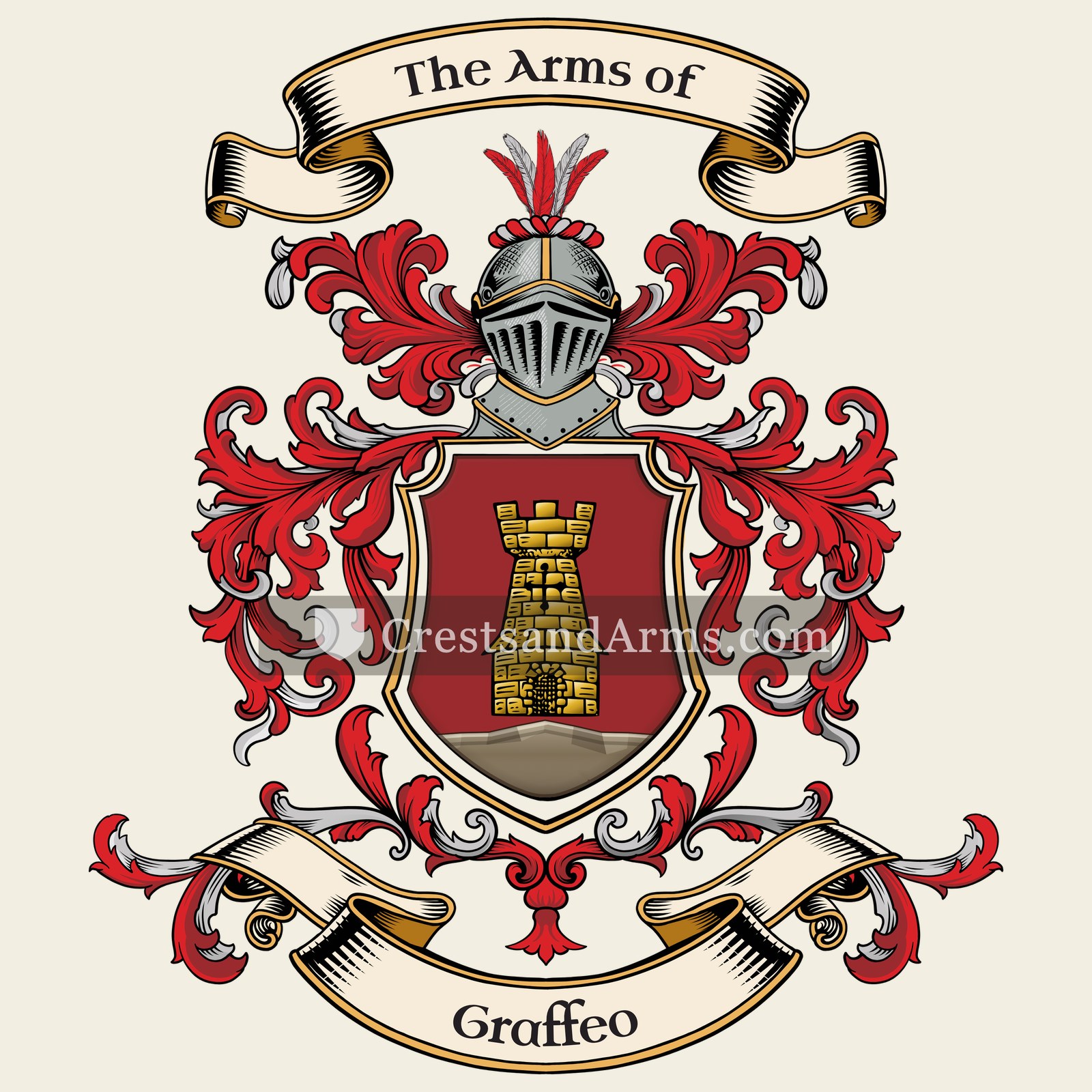 The Graffeo coat of arms, drawn from the recorded blazon