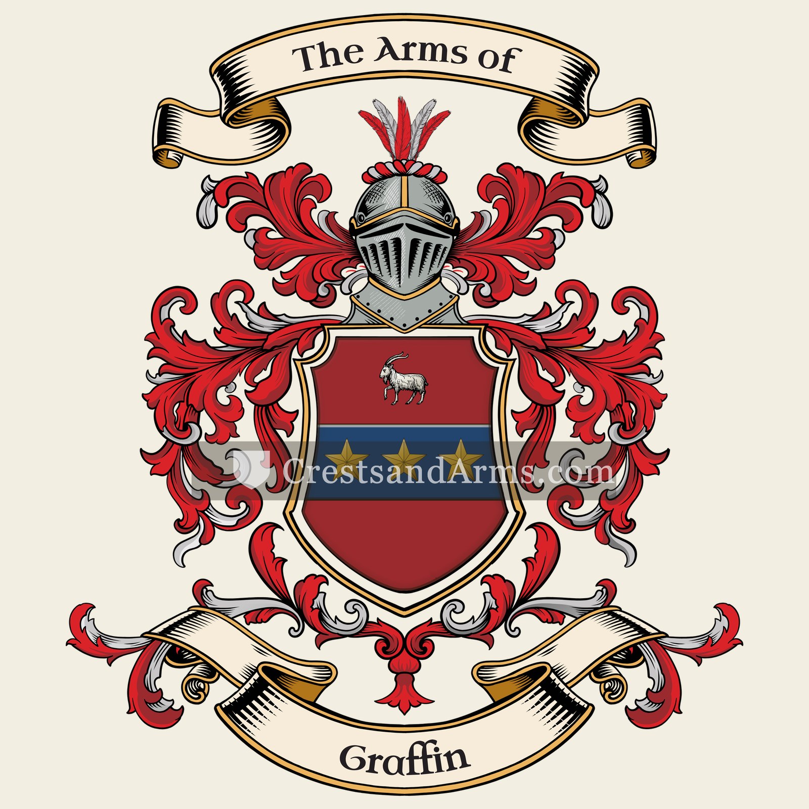 The Graffin coat of arms, drawn from the recorded blazon