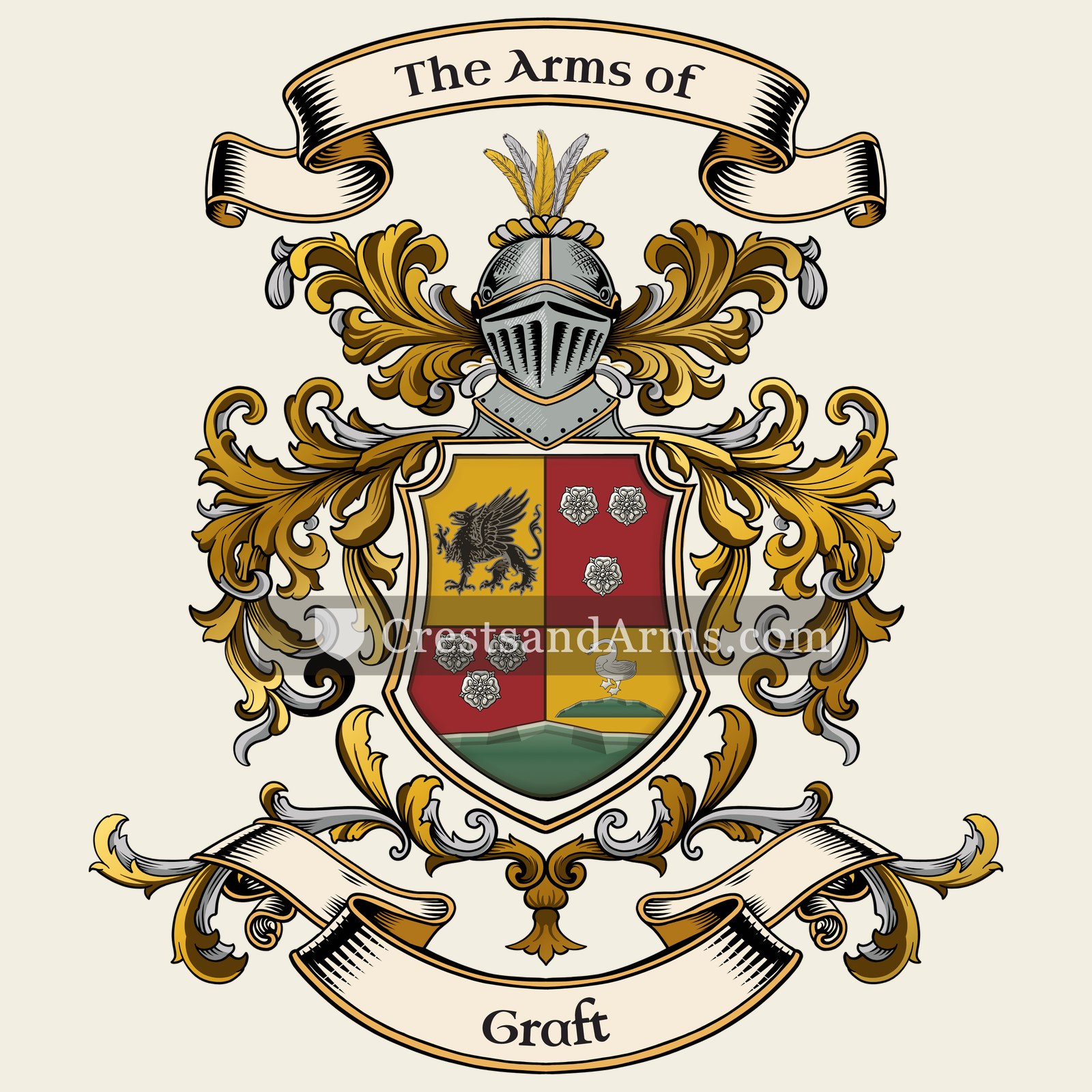 The Graft coat of arms, drawn from the recorded blazon