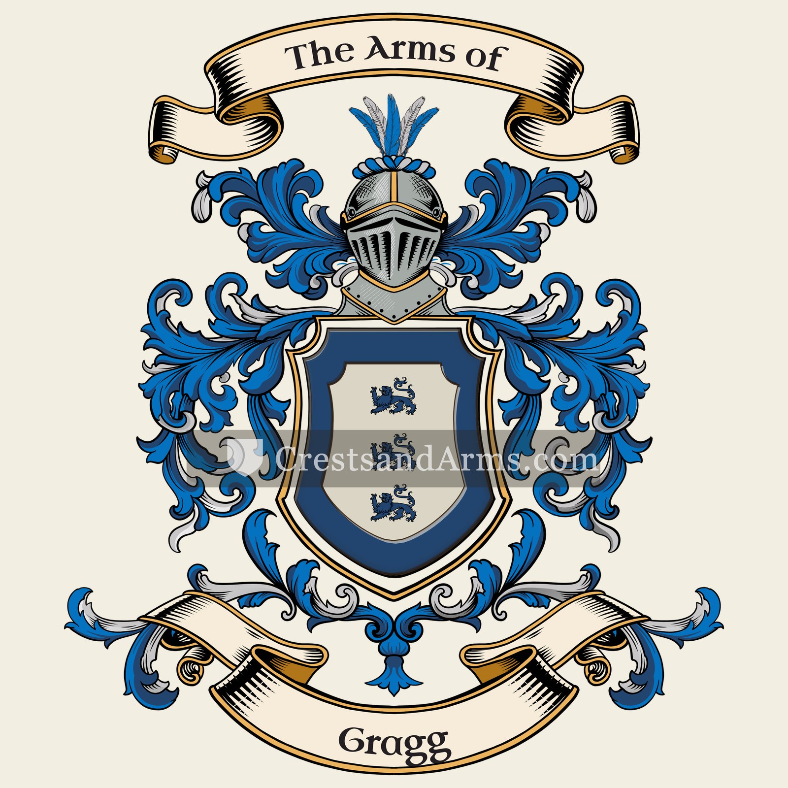 The Gragg coat of arms, drawn from the recorded blazon