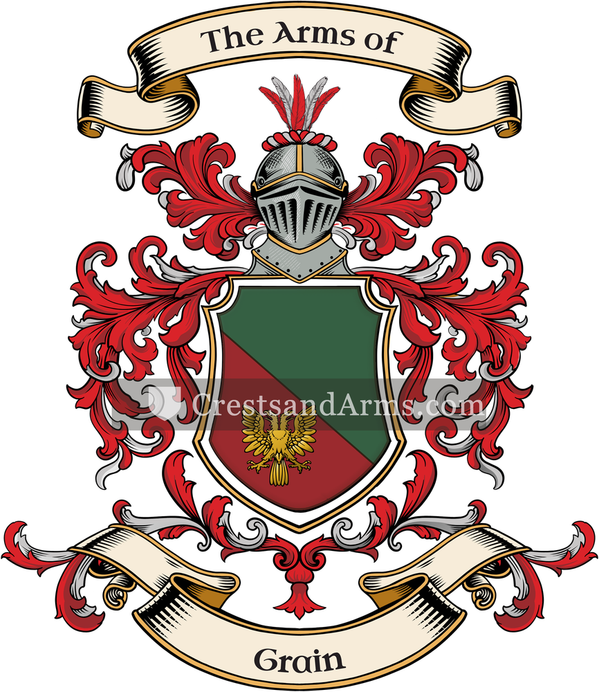 The Grain coat of arms, drawn from the recorded blazon