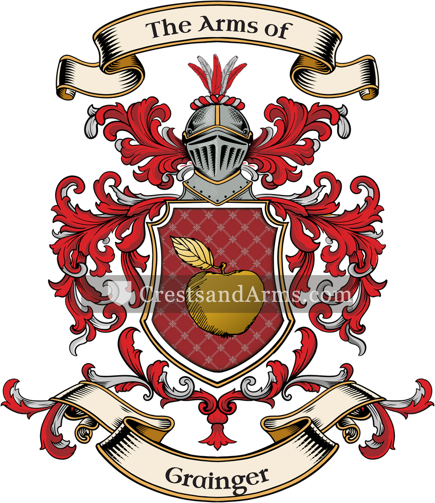 The Grainger coat of arms, drawn from the recorded blazon