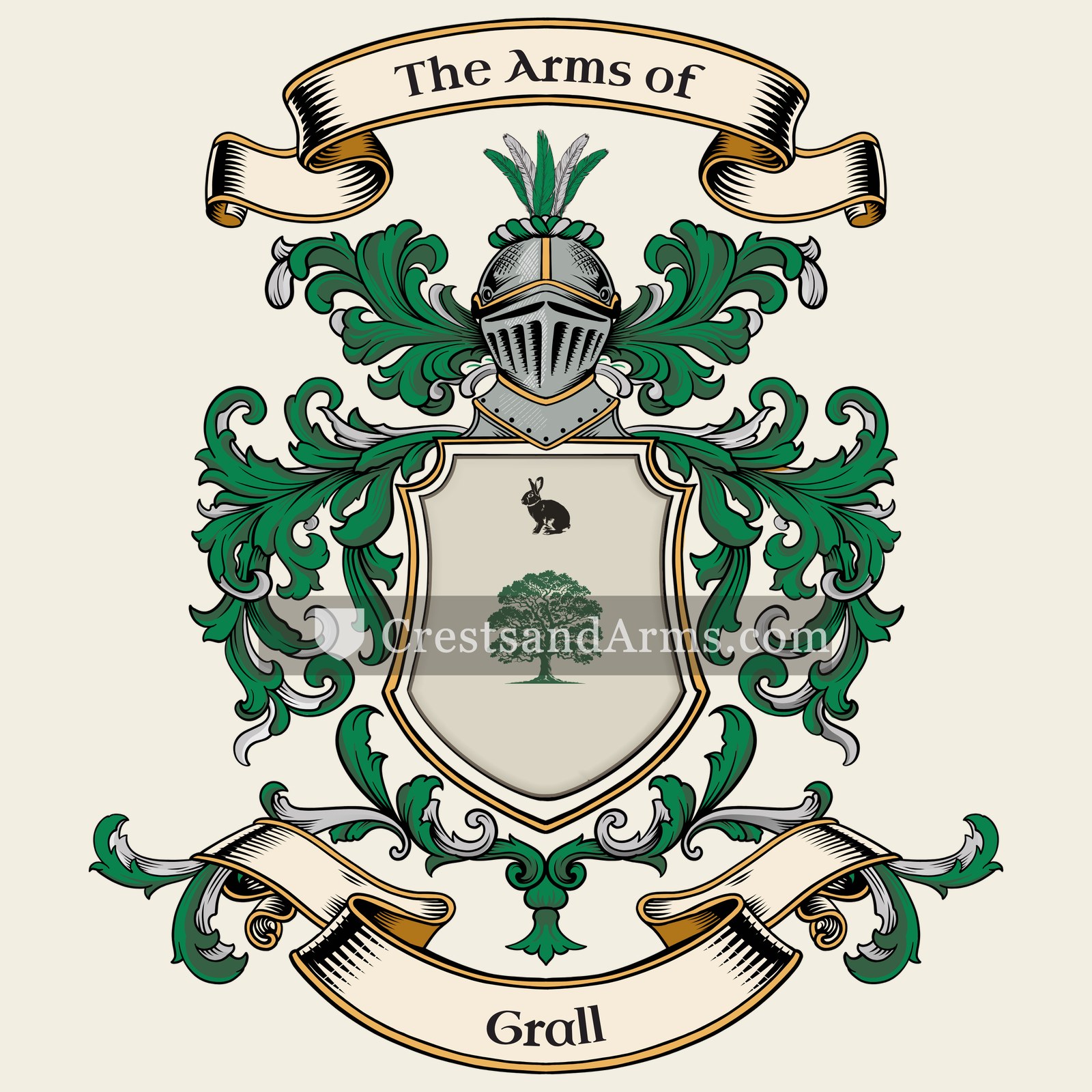 The Grall coat of arms, drawn from the recorded blazon