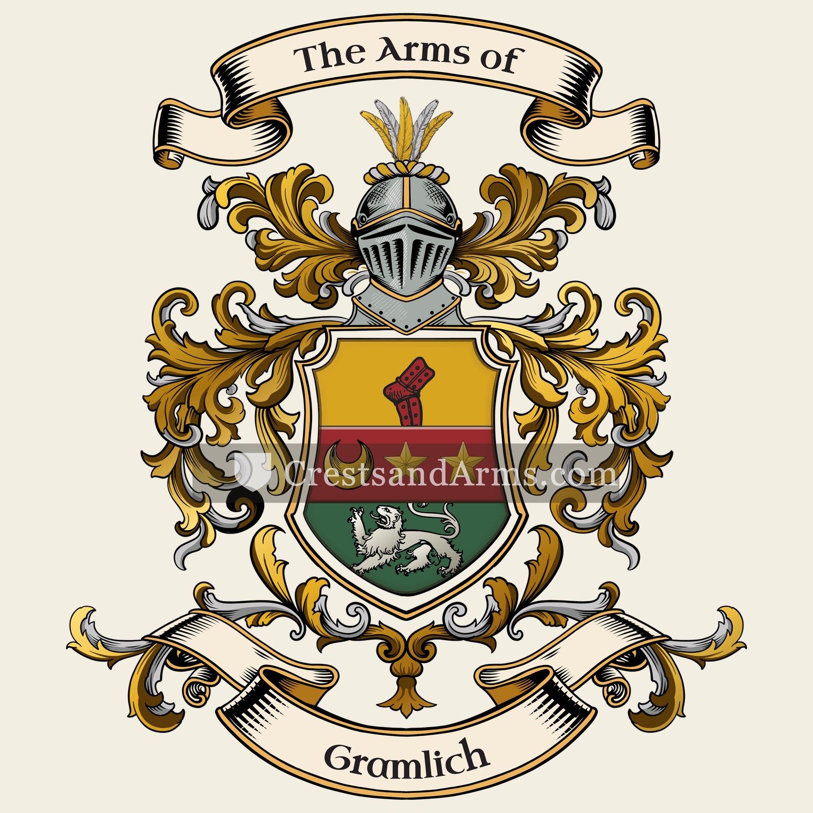 The Gramlich coat of arms, drawn from the recorded blazon
