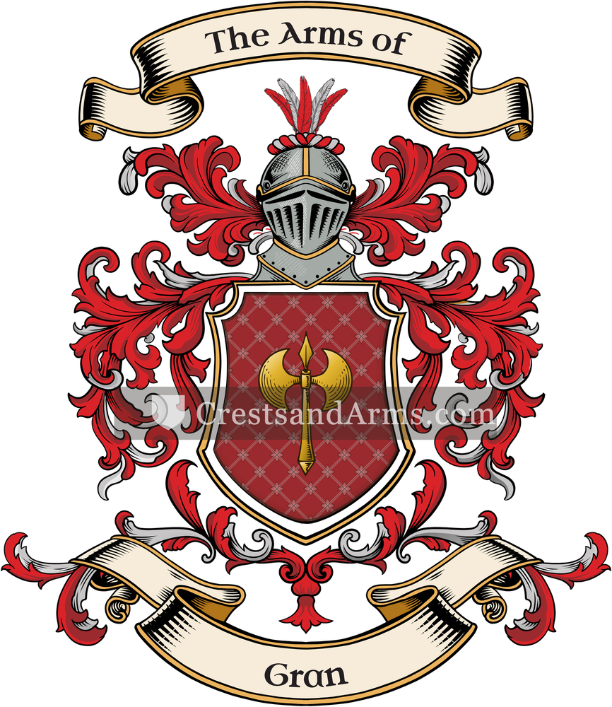 The Gran coat of arms, drawn from the recorded blazon