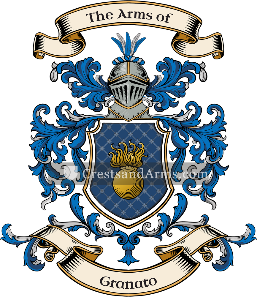 The Granato coat of arms, drawn from the recorded blazon
