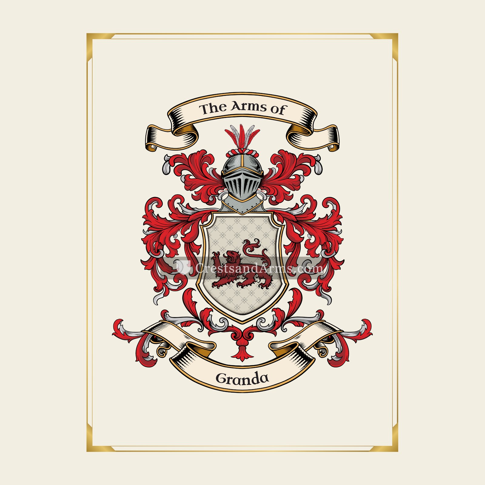 With gold border