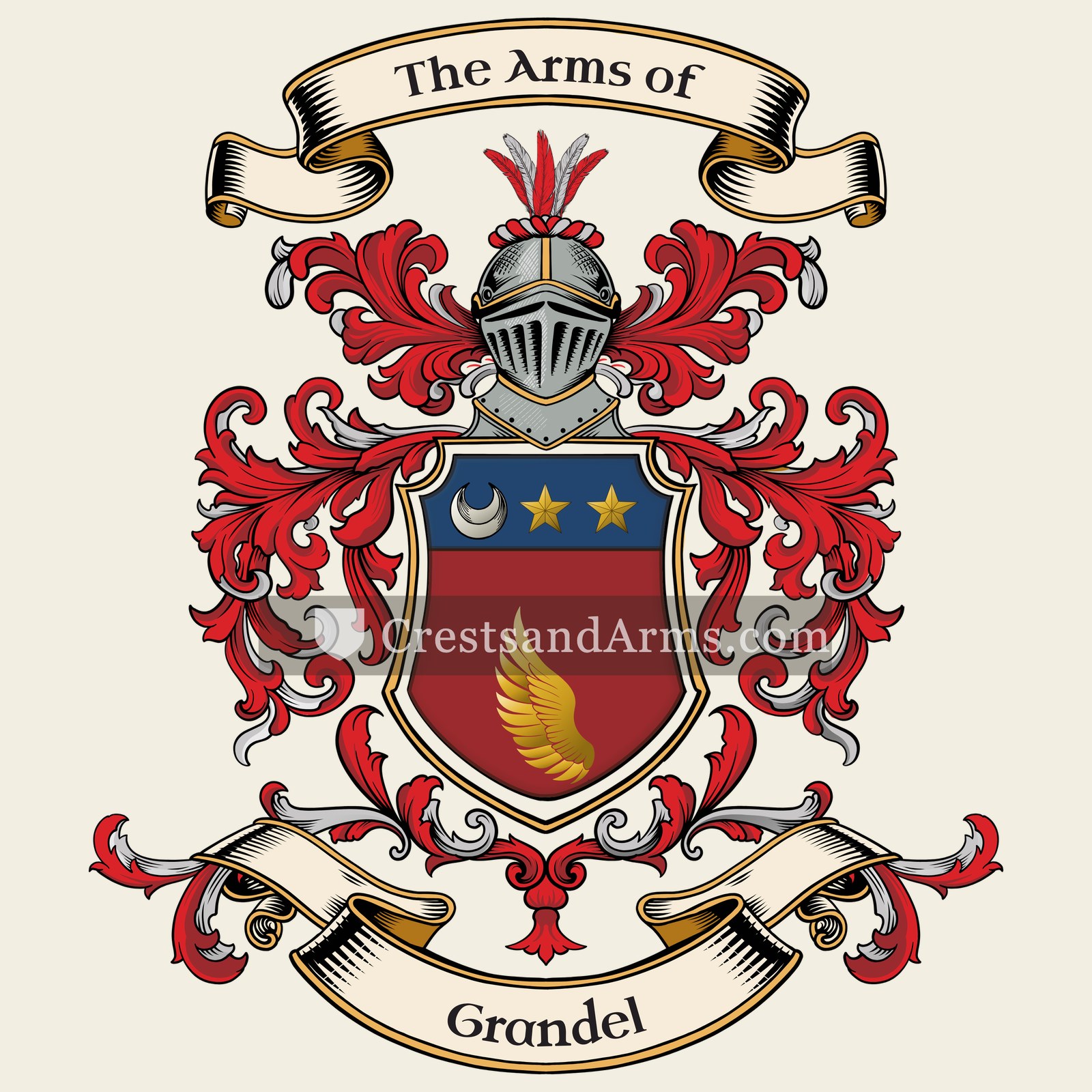 The Grandel coat of arms, drawn from the recorded blazon