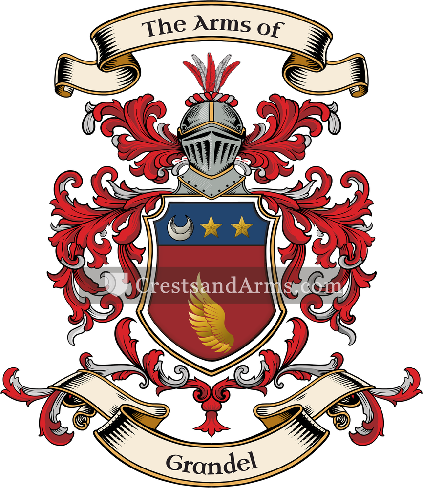 The Grandel coat of arms, drawn from the recorded blazon