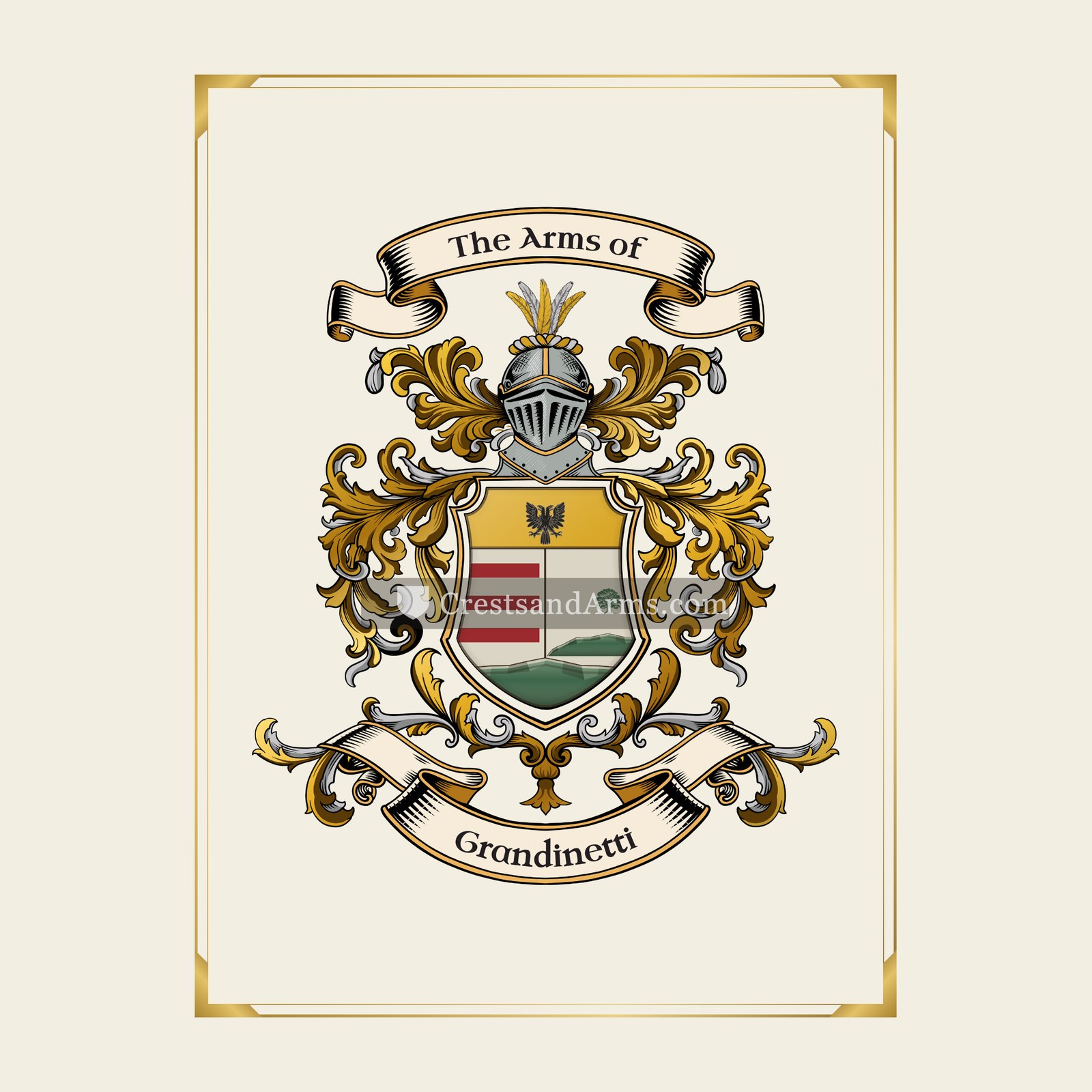 With gold border