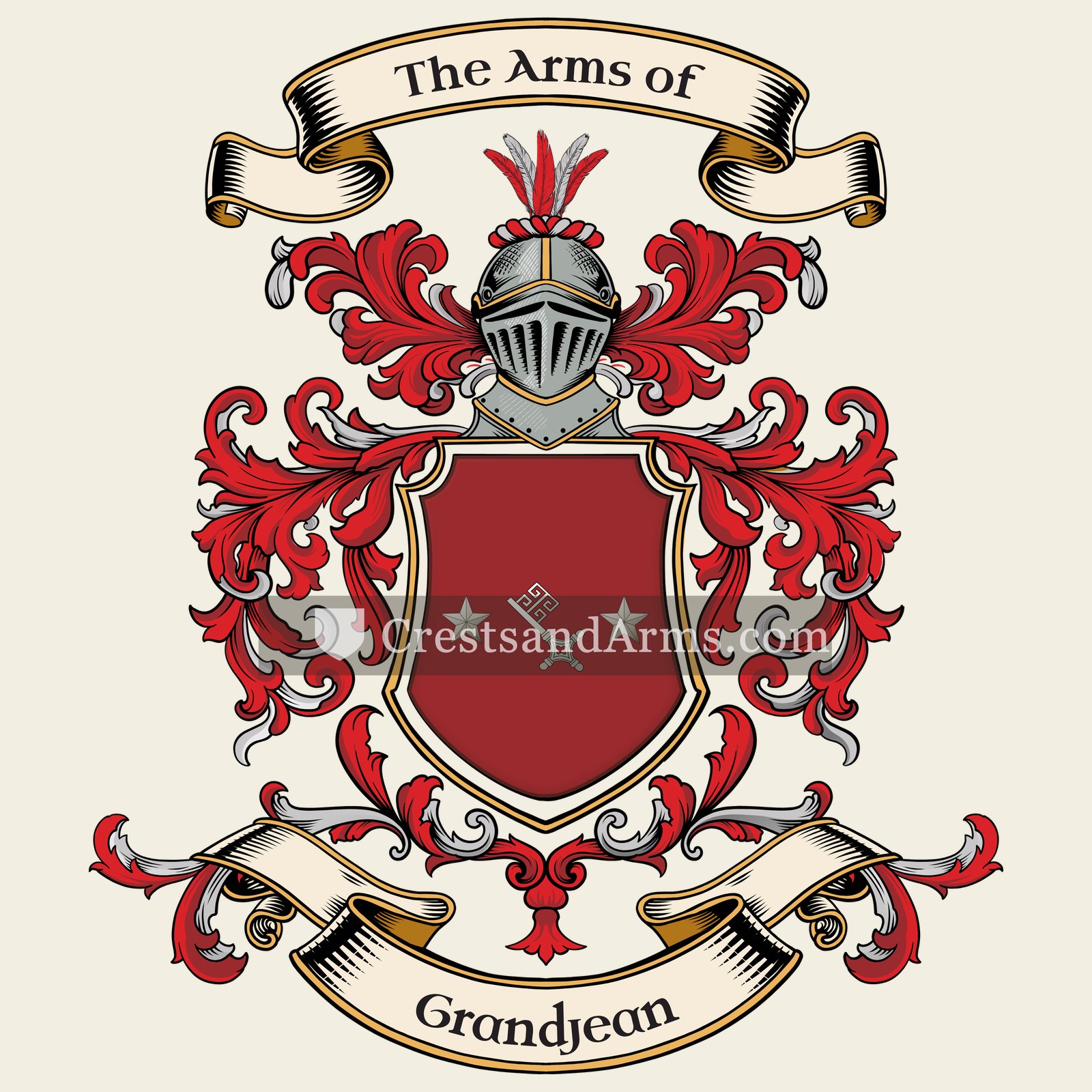 The Grandjean coat of arms, drawn from the recorded blazon