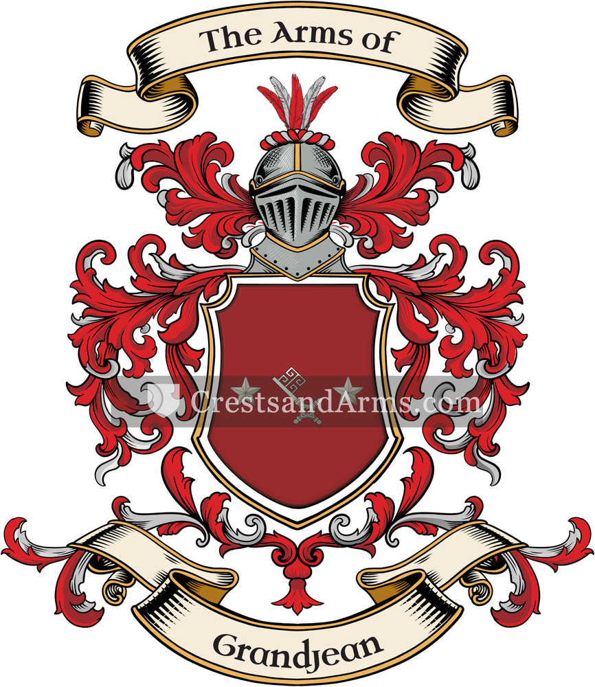 The Grandjean coat of arms, drawn from the recorded blazon