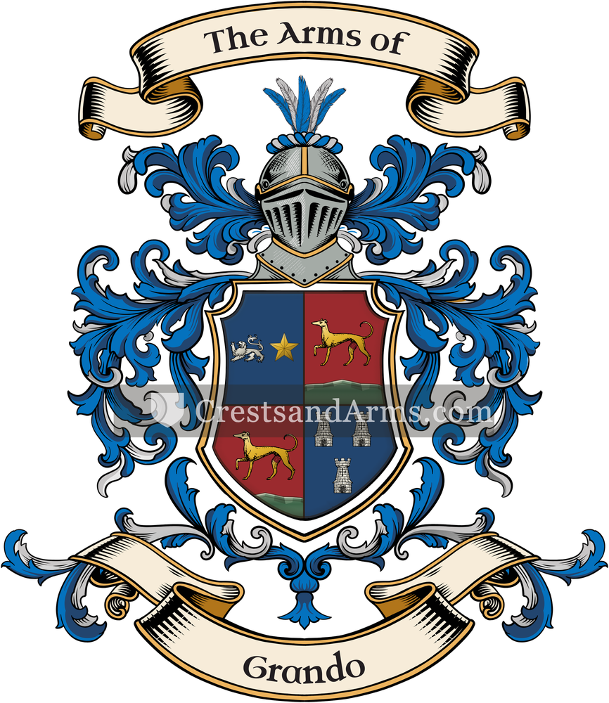 The Grando coat of arms, drawn from the recorded blazon
