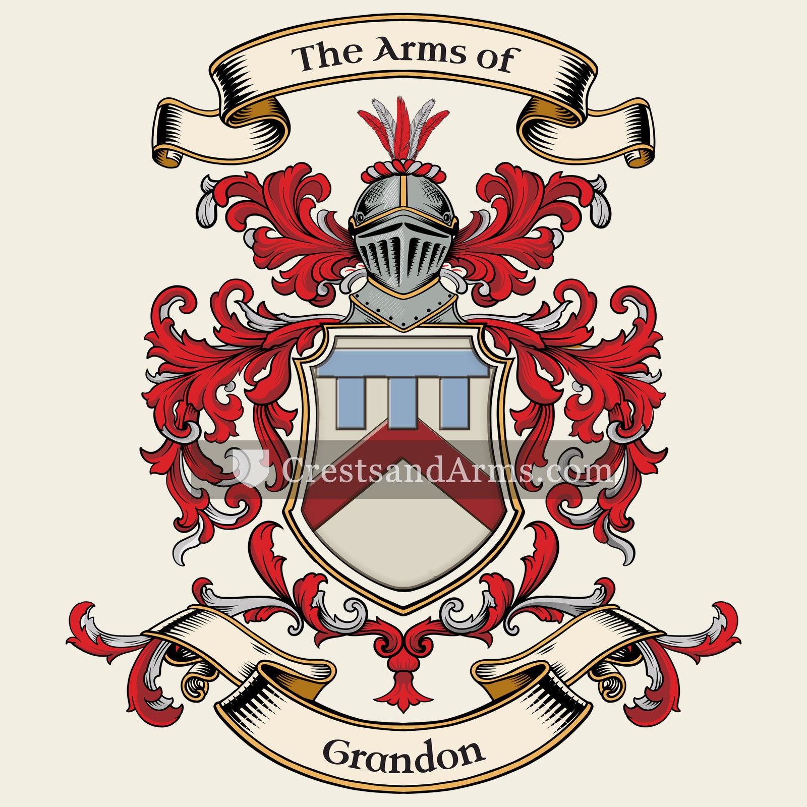 The Grandon coat of arms, drawn from the recorded blazon