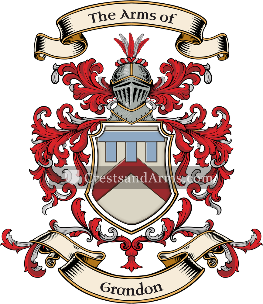 The Grandon coat of arms, drawn from the recorded blazon