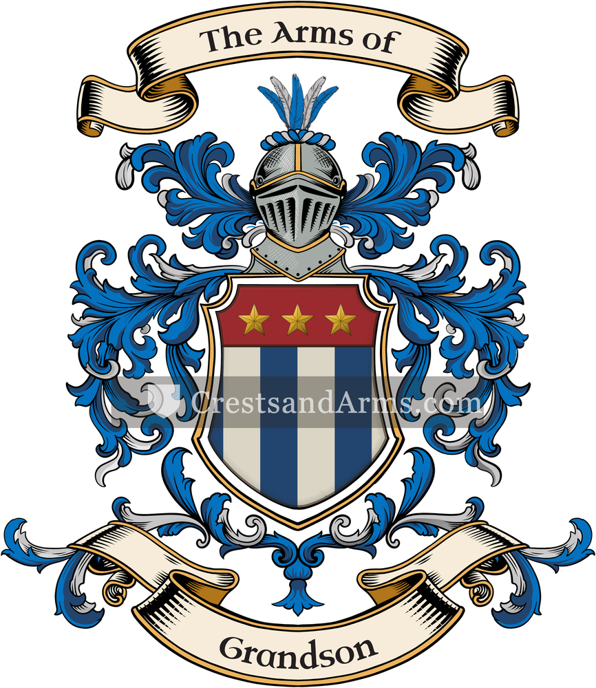 The Grandson coat of arms, drawn from the recorded blazon