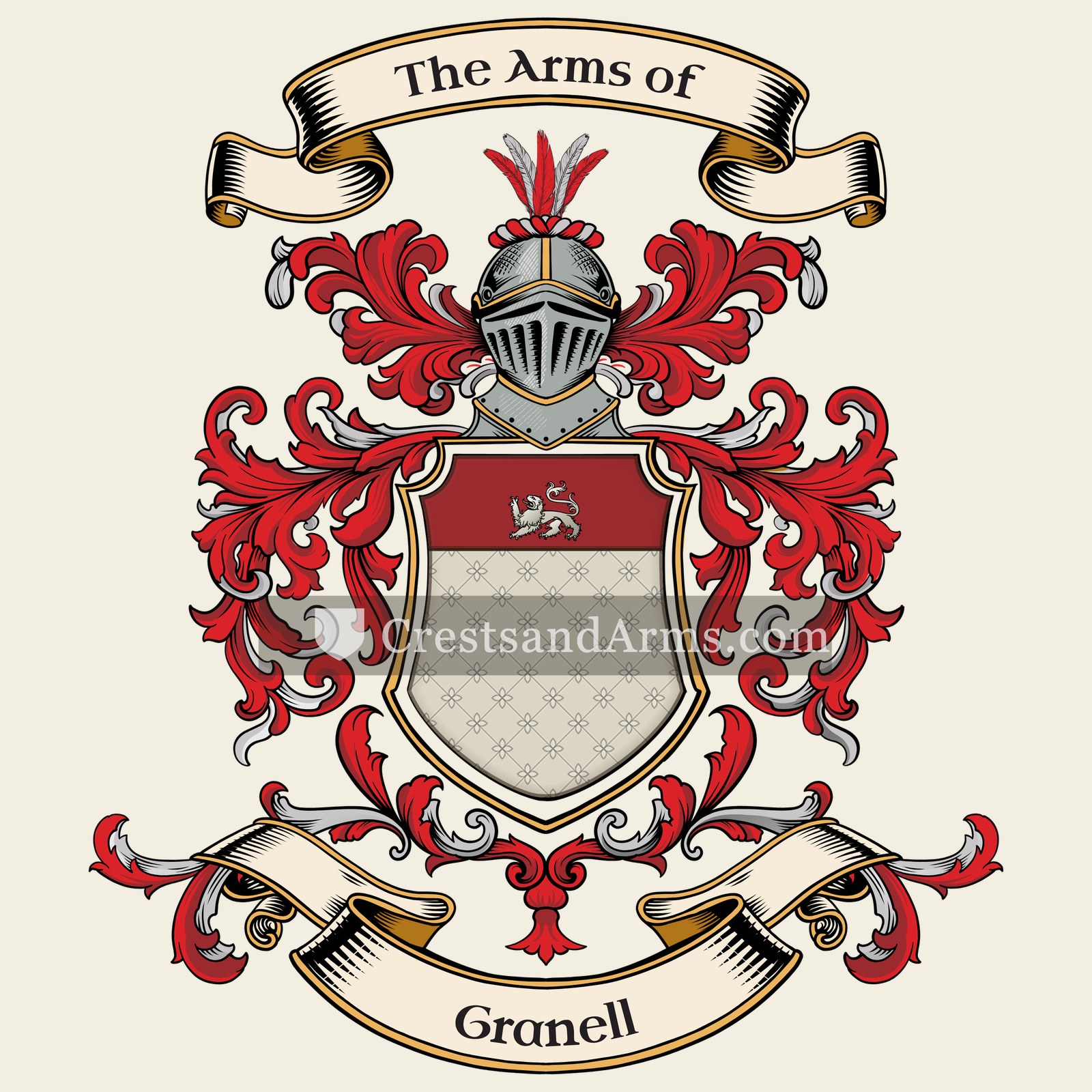 The Granell coat of arms, drawn from the recorded blazon