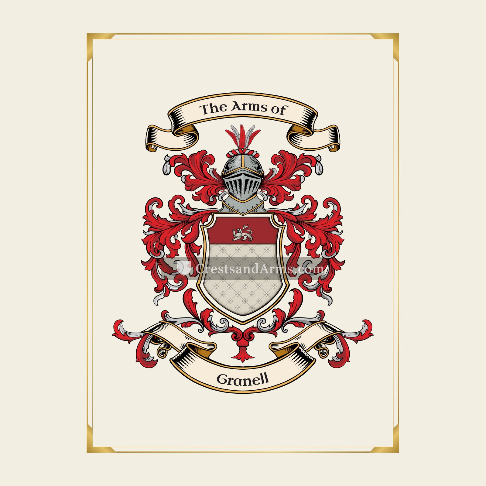 With gold border