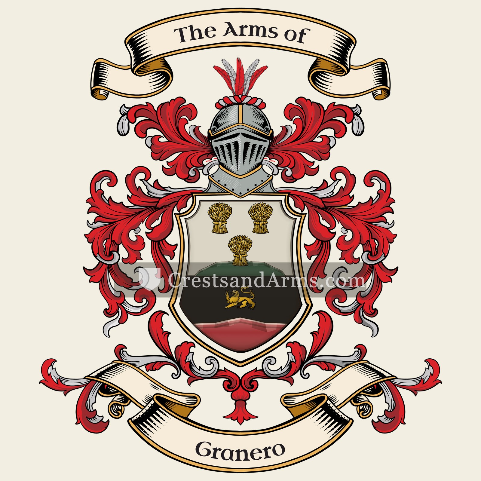 The Granero coat of arms, drawn from the recorded blazon