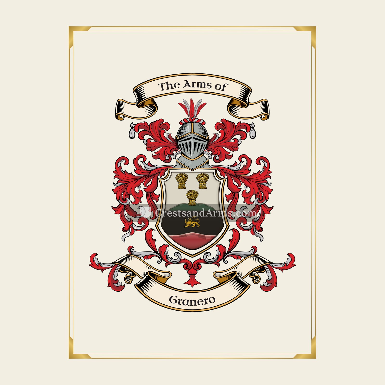 With gold border