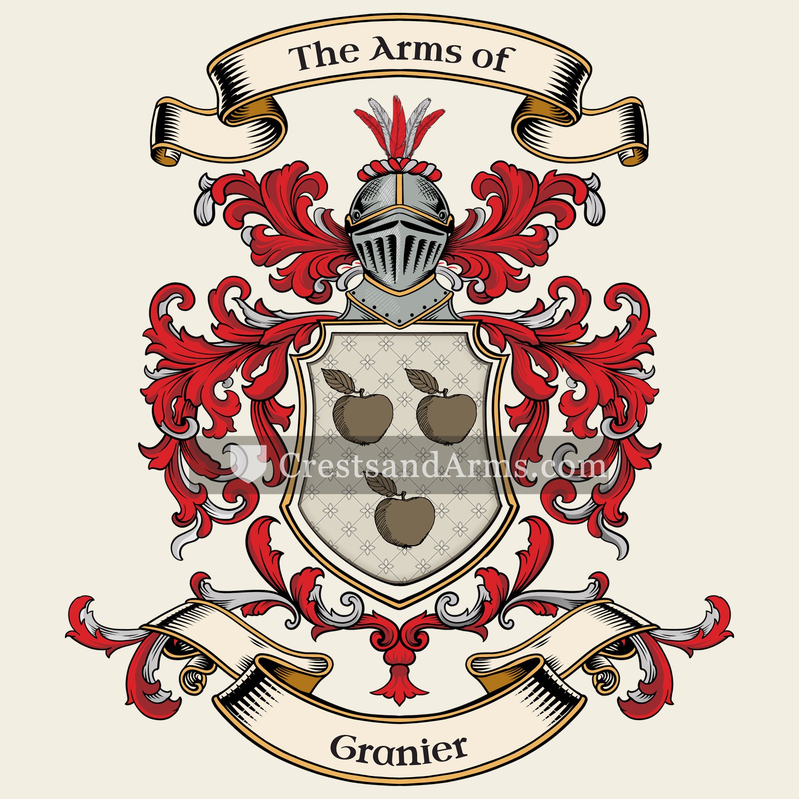 The Granier coat of arms, drawn from the recorded blazon