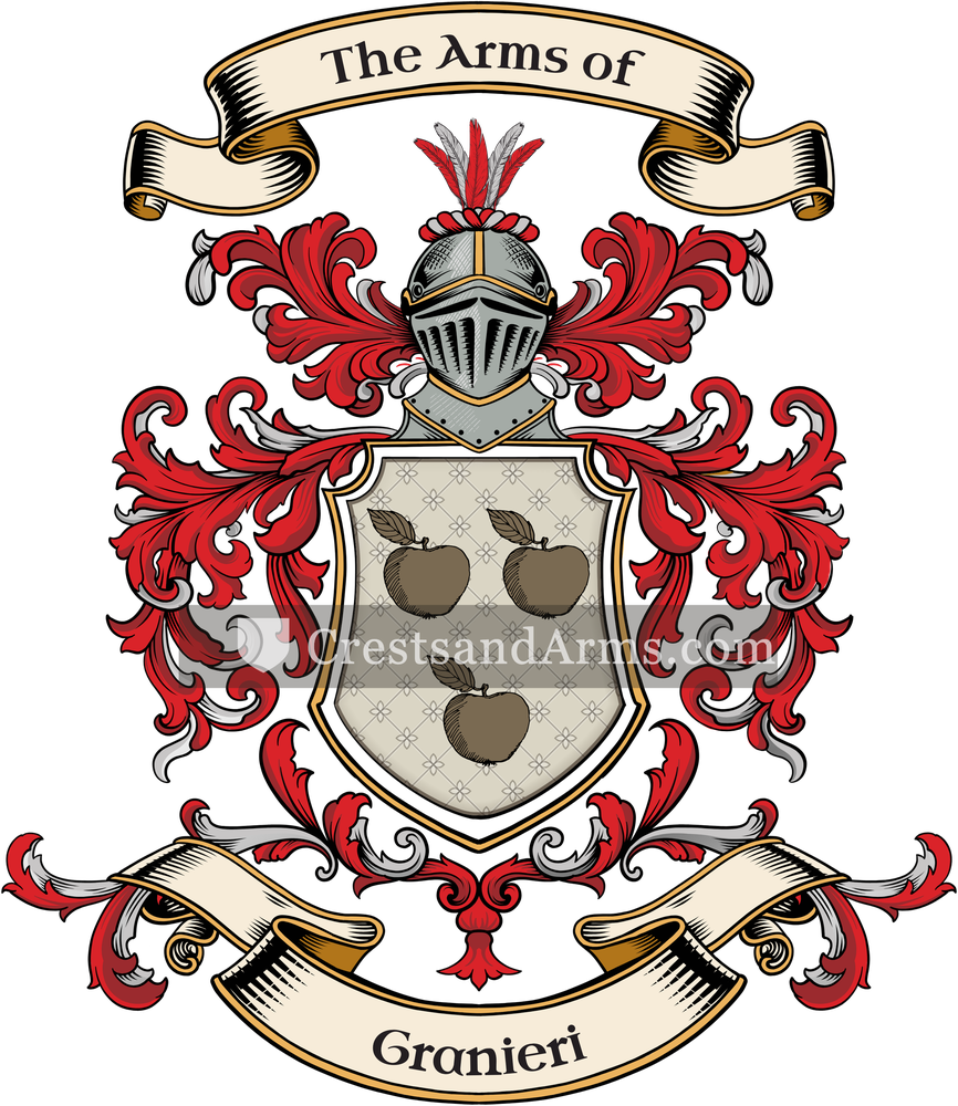 The Granieri coat of arms, drawn from the recorded blazon