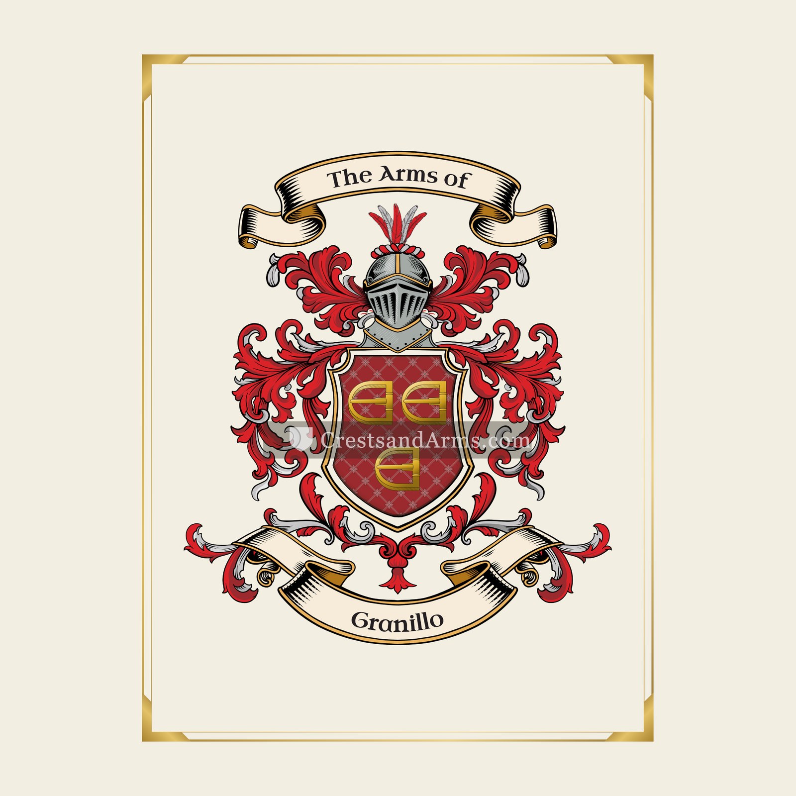 With gold border