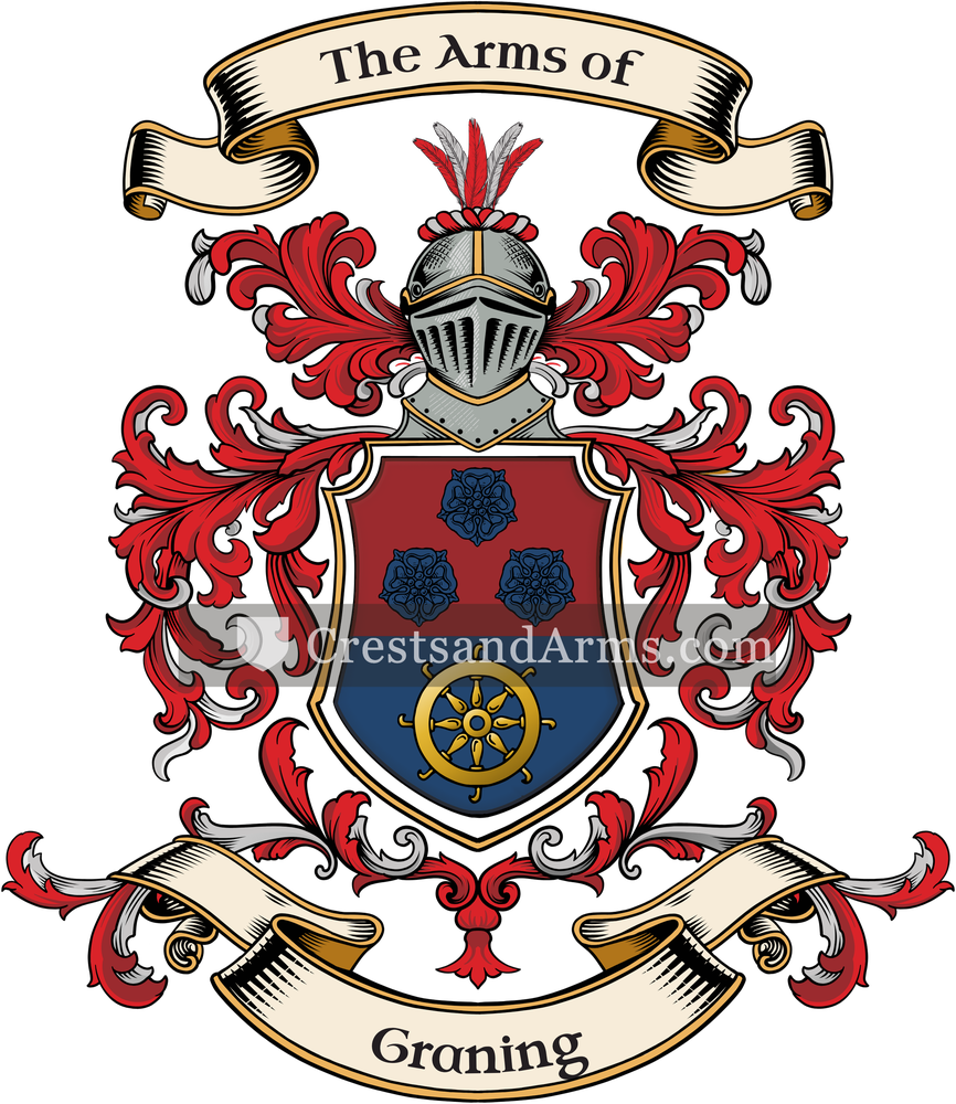 The Graning coat of arms, drawn from the recorded blazon