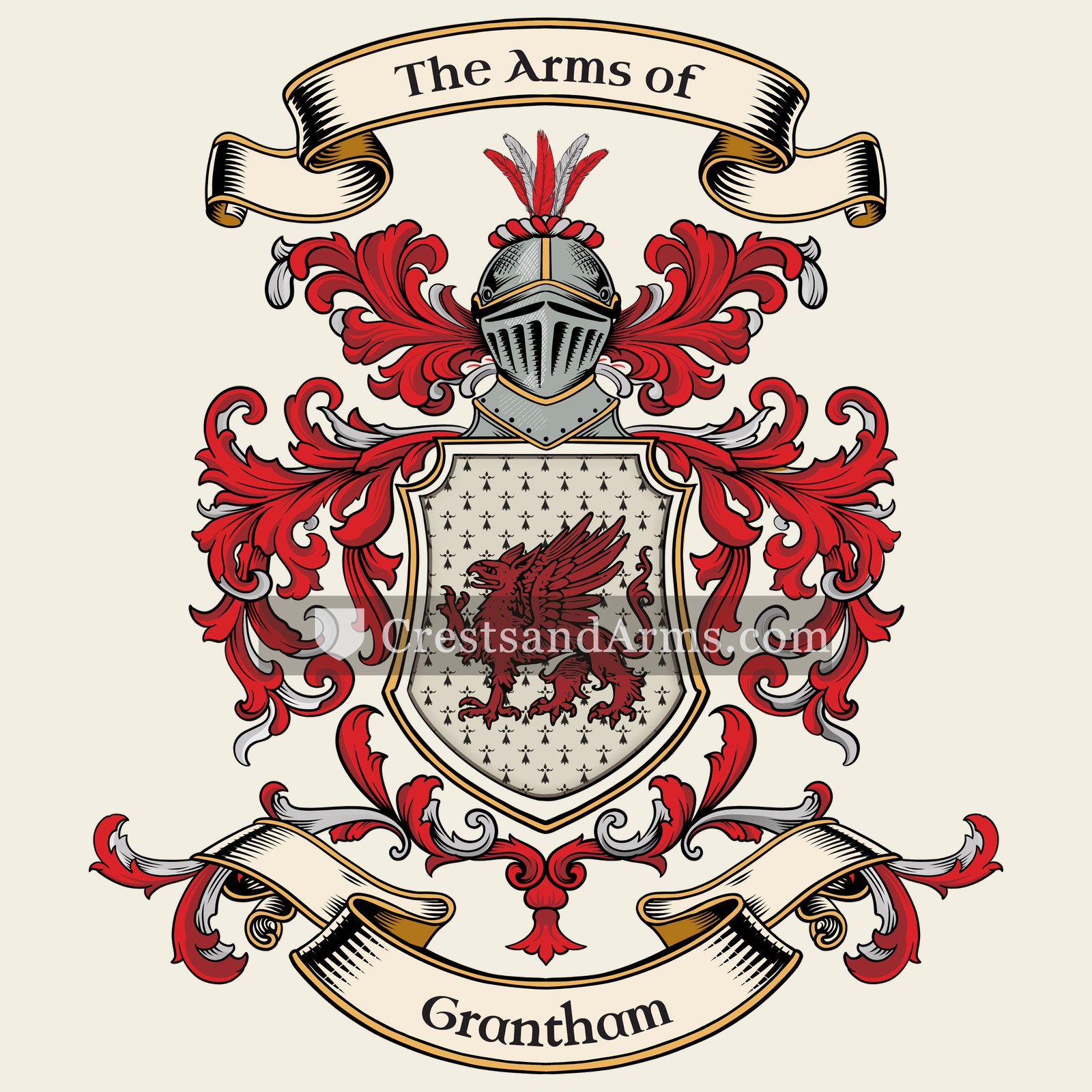 The Grantham coat of arms, drawn from the recorded blazon