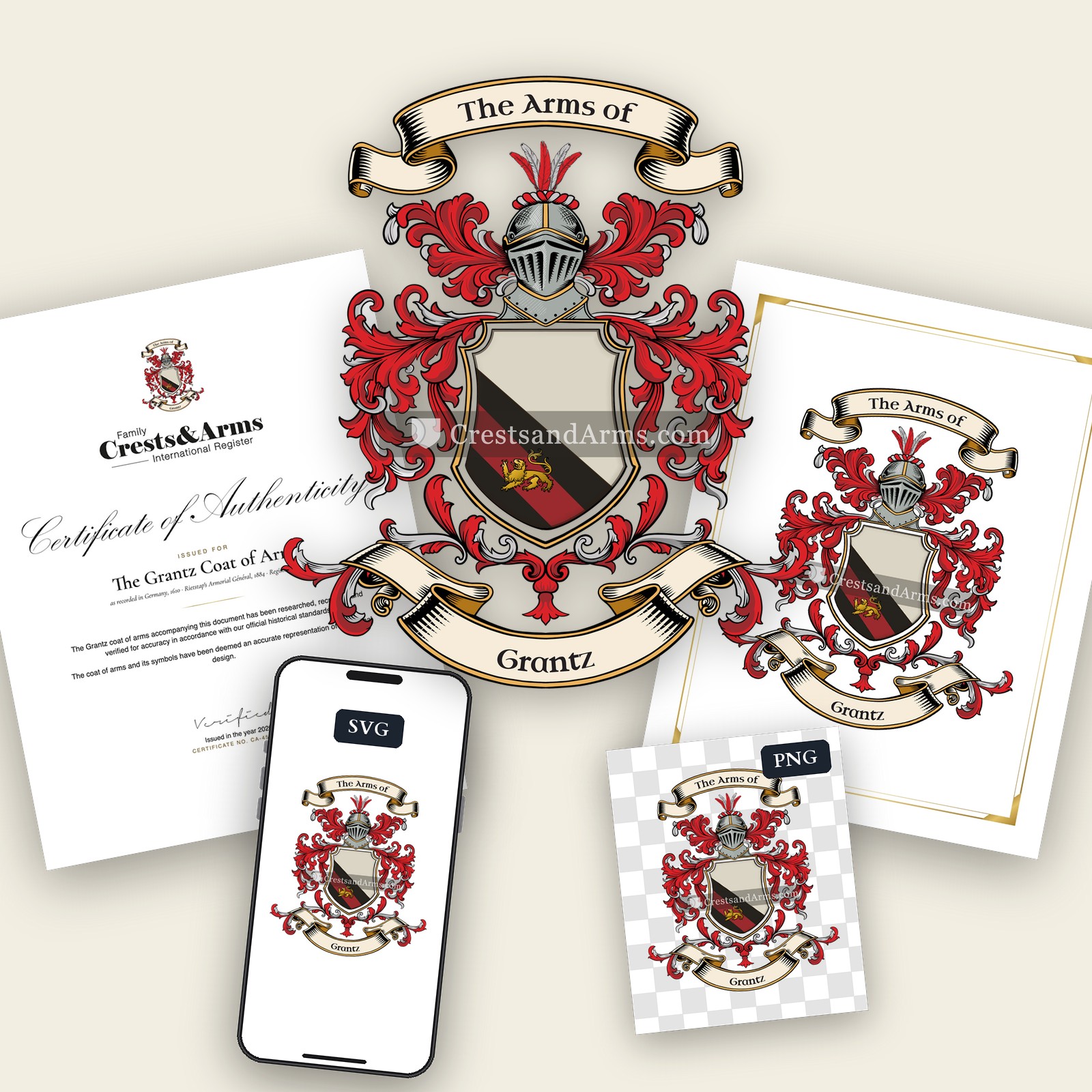 The Grantz arms on the coat of arms — digital pack