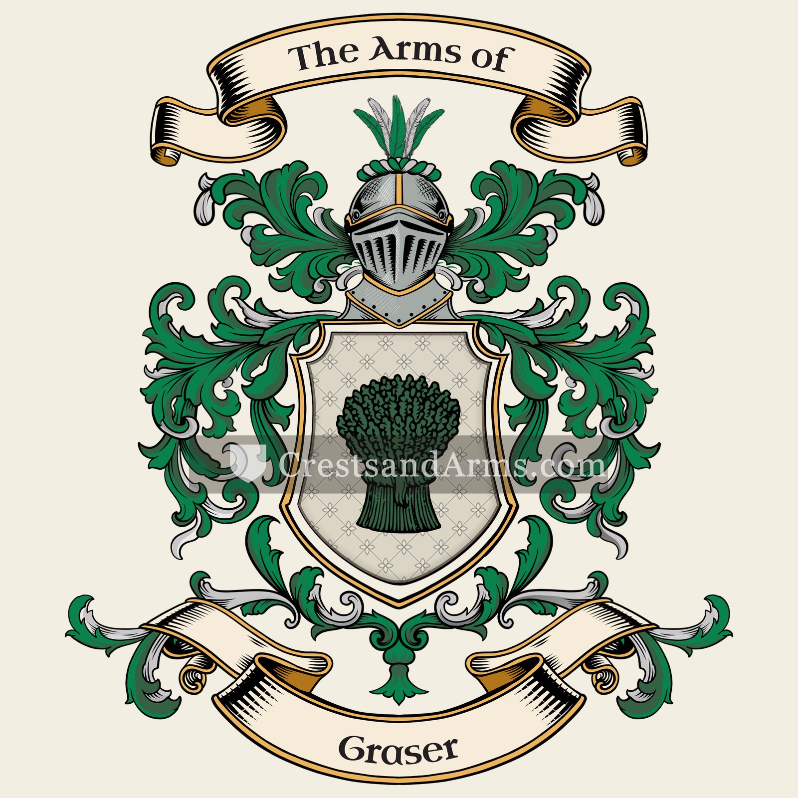 The Graser coat of arms, drawn from the recorded blazon