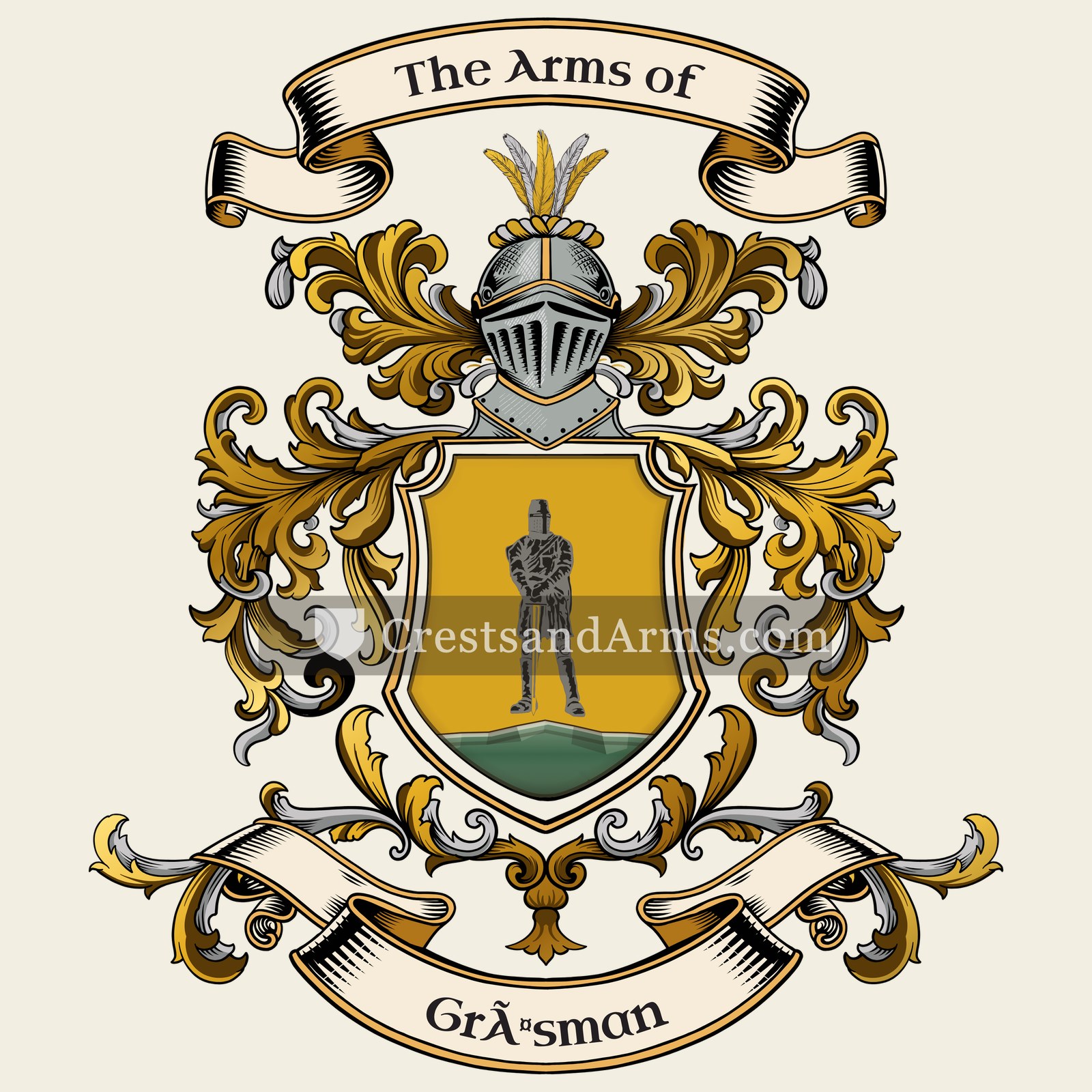 The Gräsman coat of arms, drawn from the recorded blazon