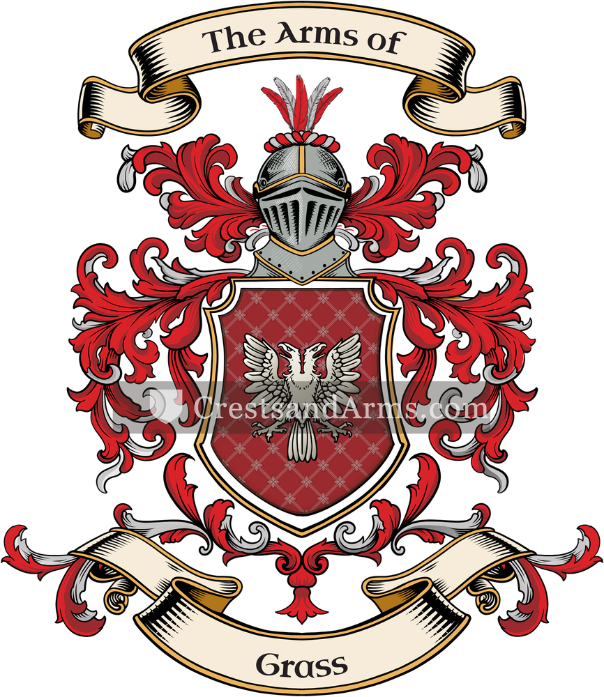 The Grass coat of arms, drawn from the recorded blazon