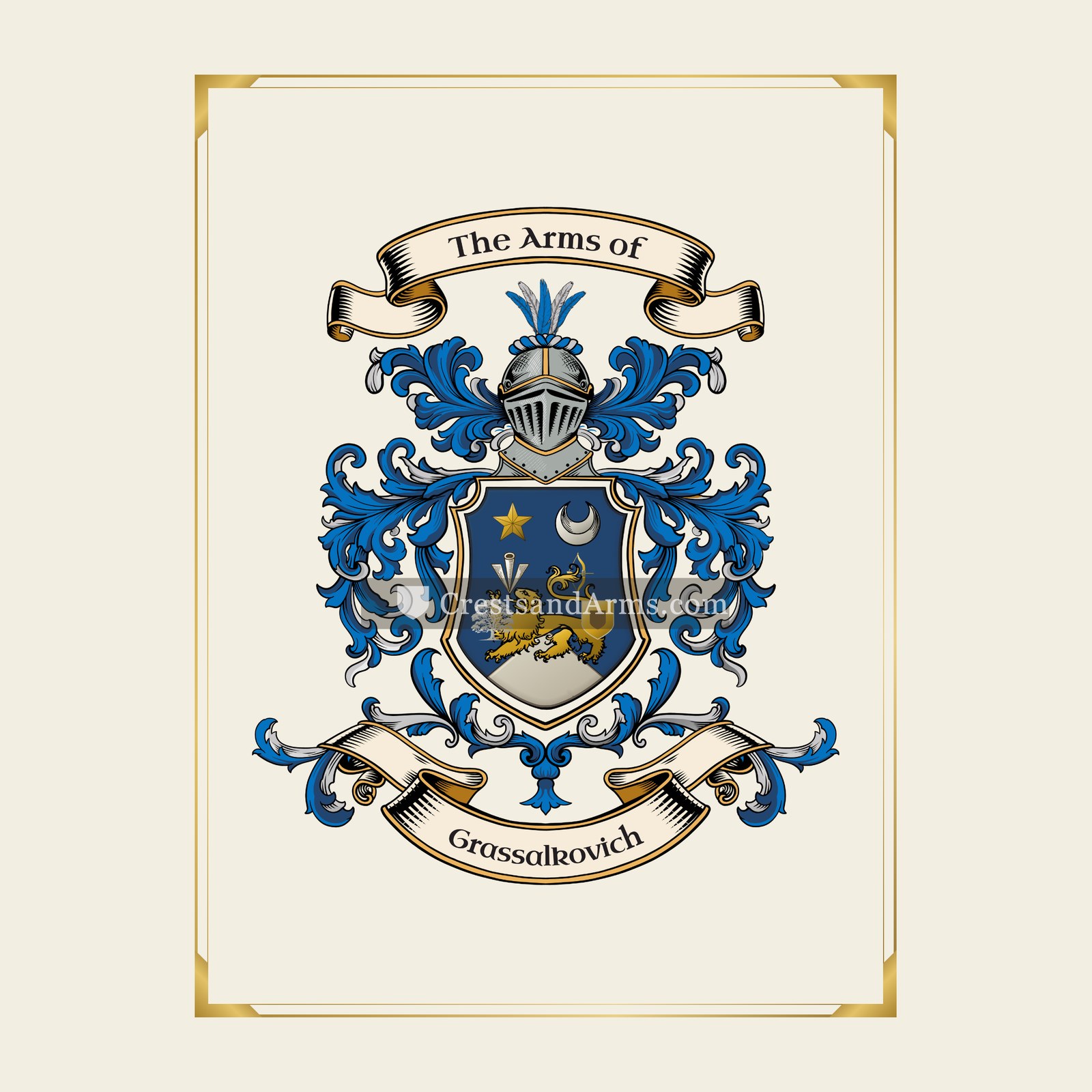 With gold border