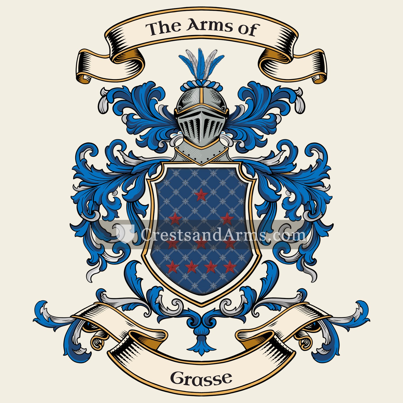 The Grasse coat of arms, drawn from the recorded blazon