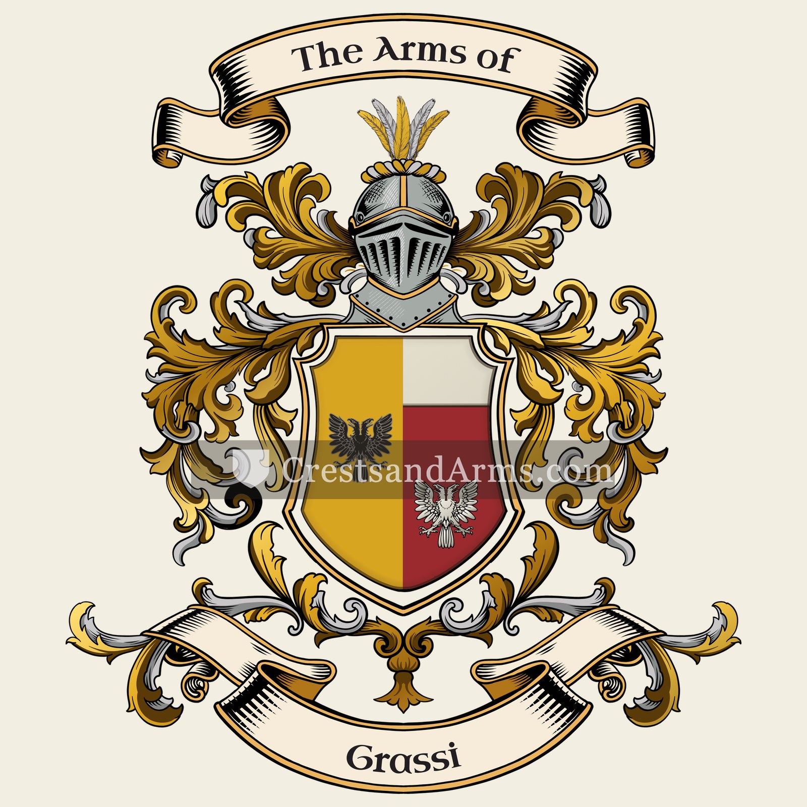 The Grassi coat of arms, drawn from the recorded blazon