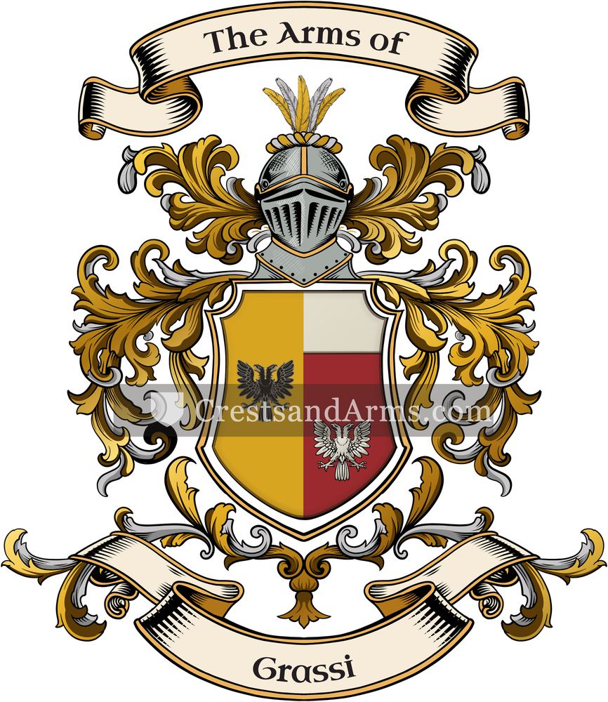 The Grassi coat of arms, drawn from the recorded blazon