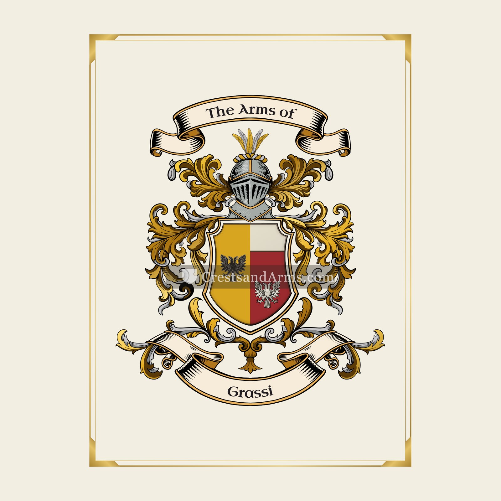 With gold border
