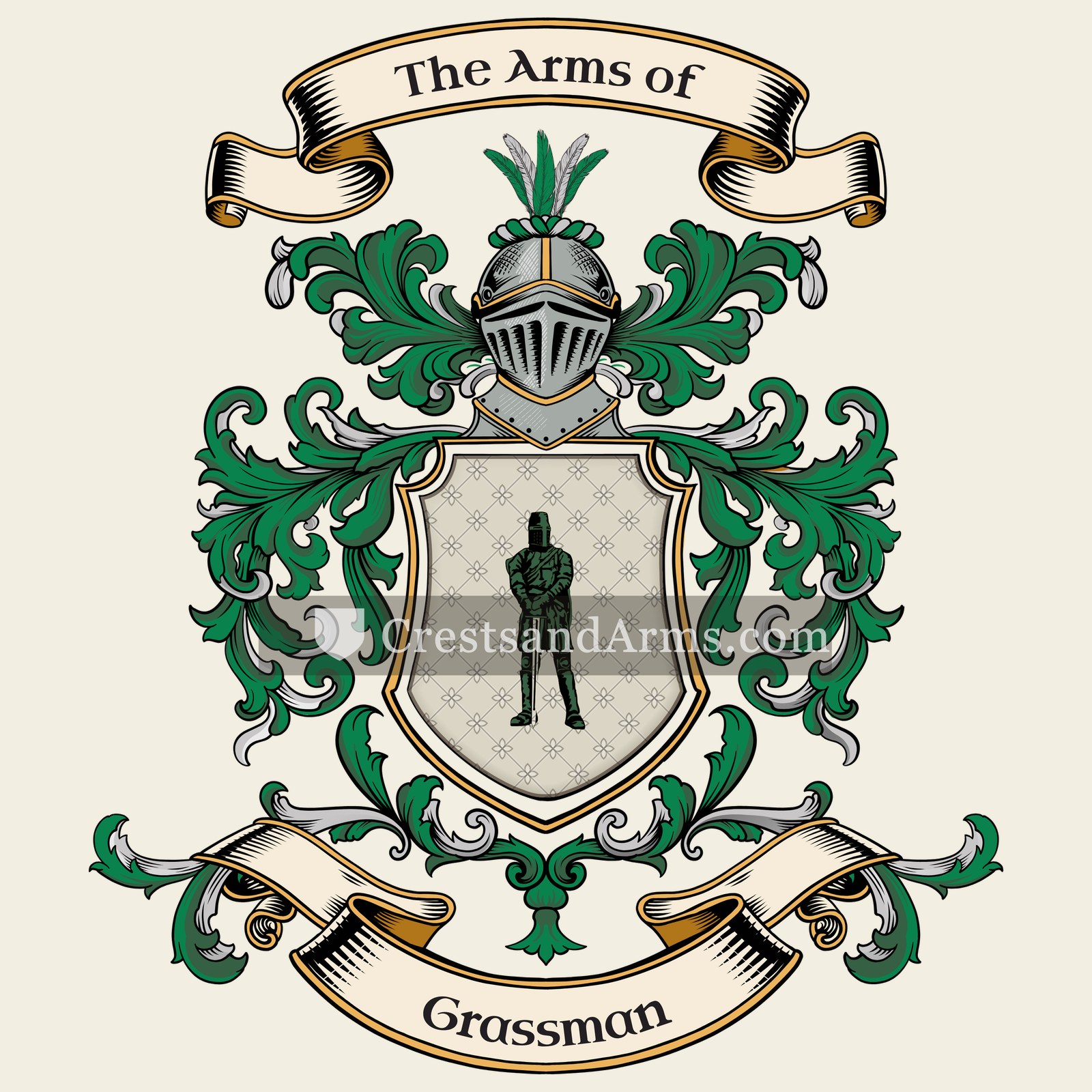 The Grassman coat of arms, drawn from the recorded blazon