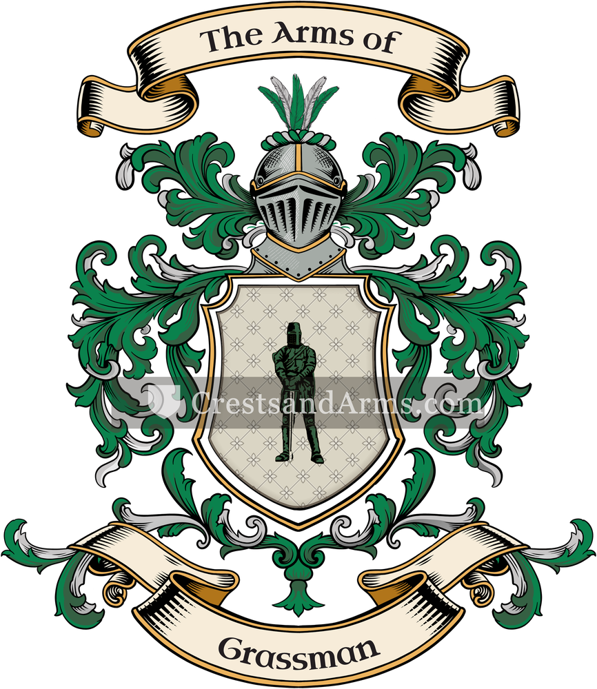 The Grassman coat of arms, drawn from the recorded blazon