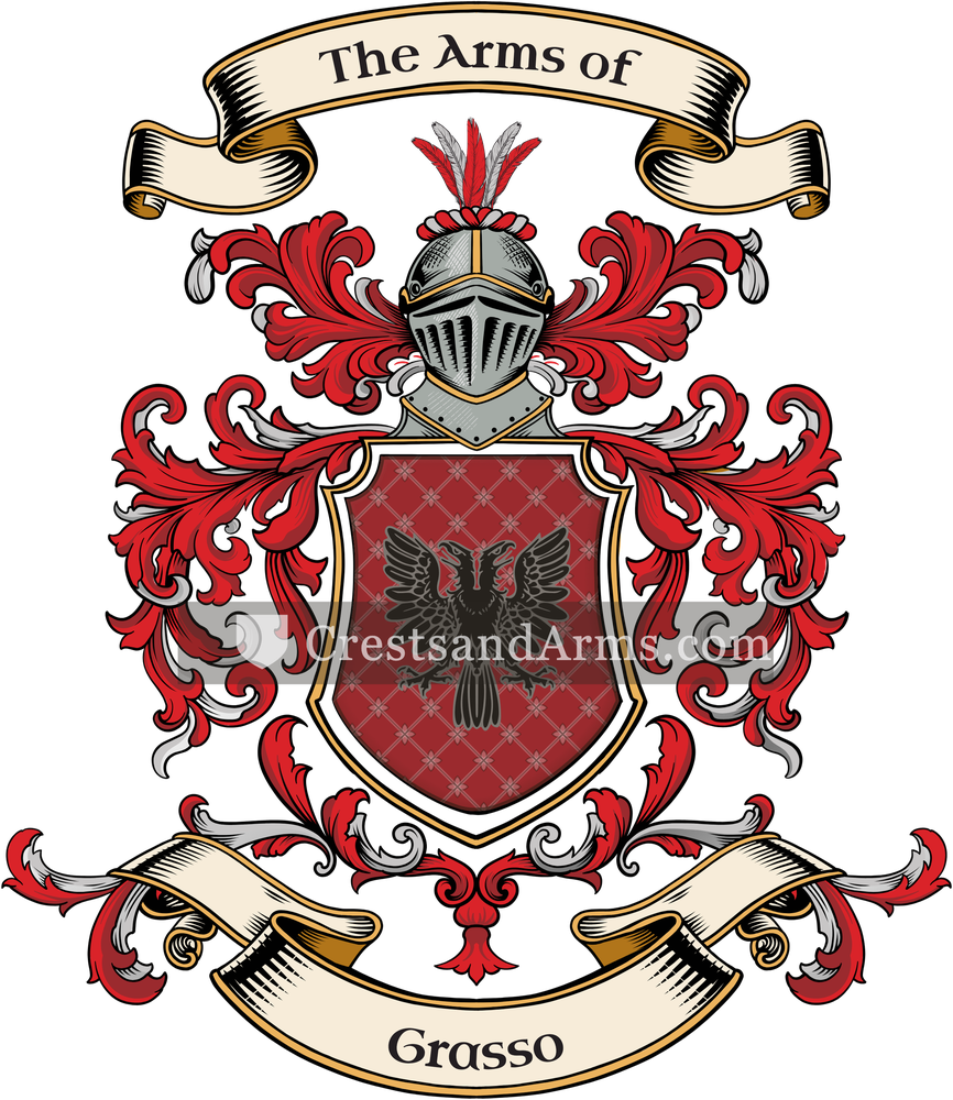 The Grasso coat of arms, drawn from the recorded blazon