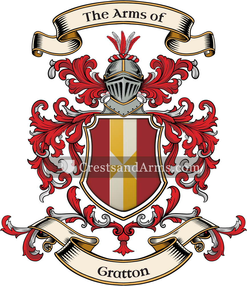 The Gratton coat of arms, drawn from the recorded blazon