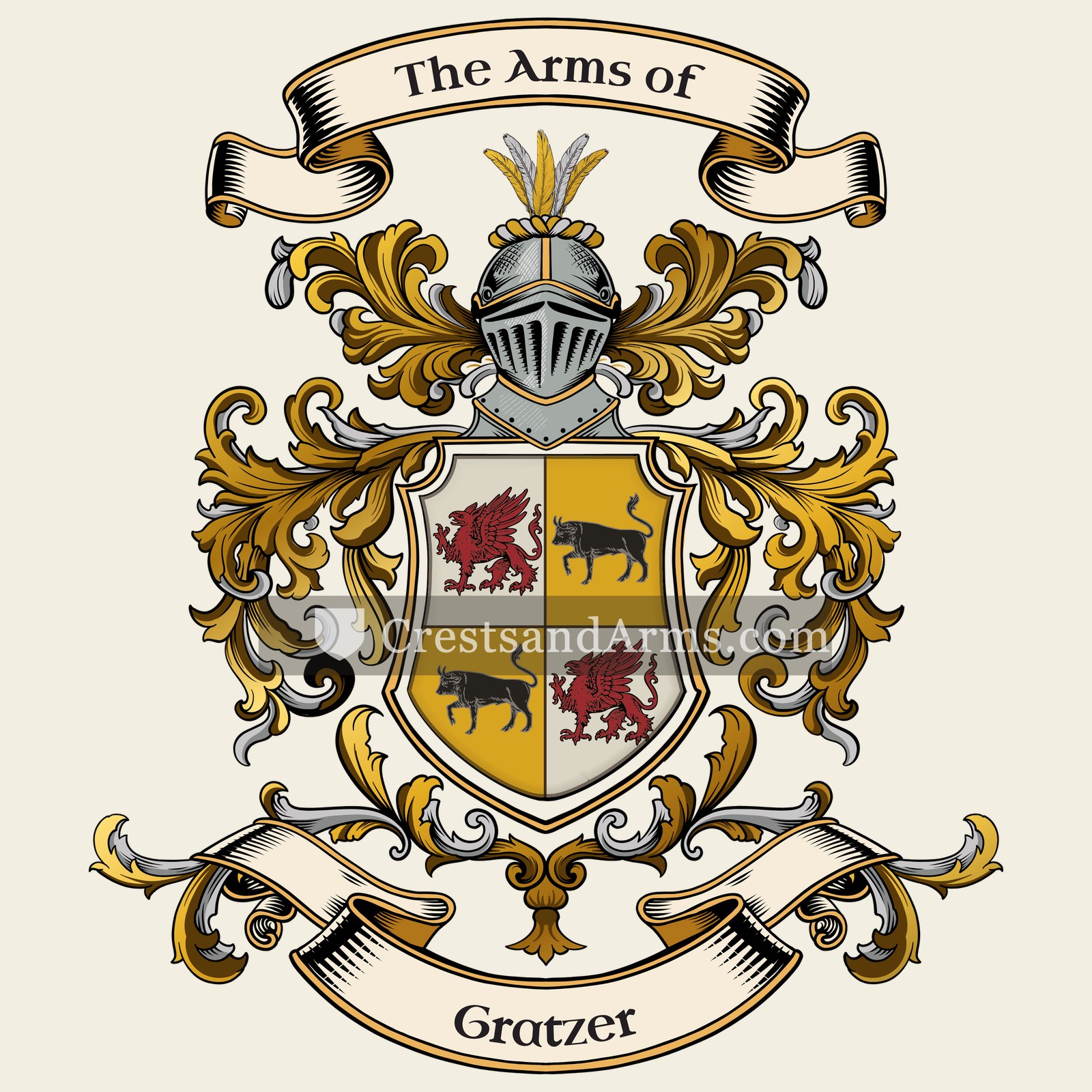 The Gratzer coat of arms, drawn from the recorded blazon