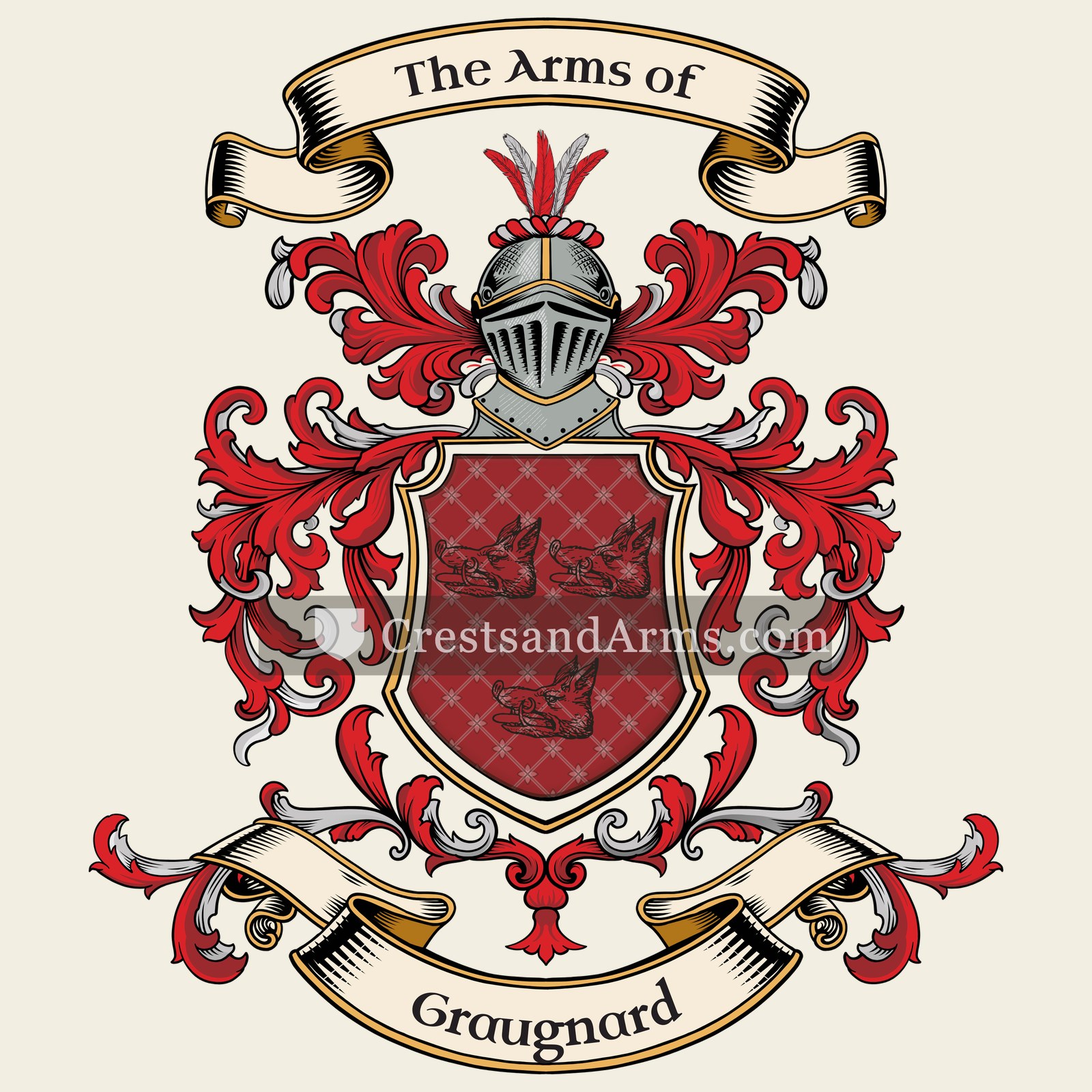 The Graugnard coat of arms, drawn from the recorded blazon