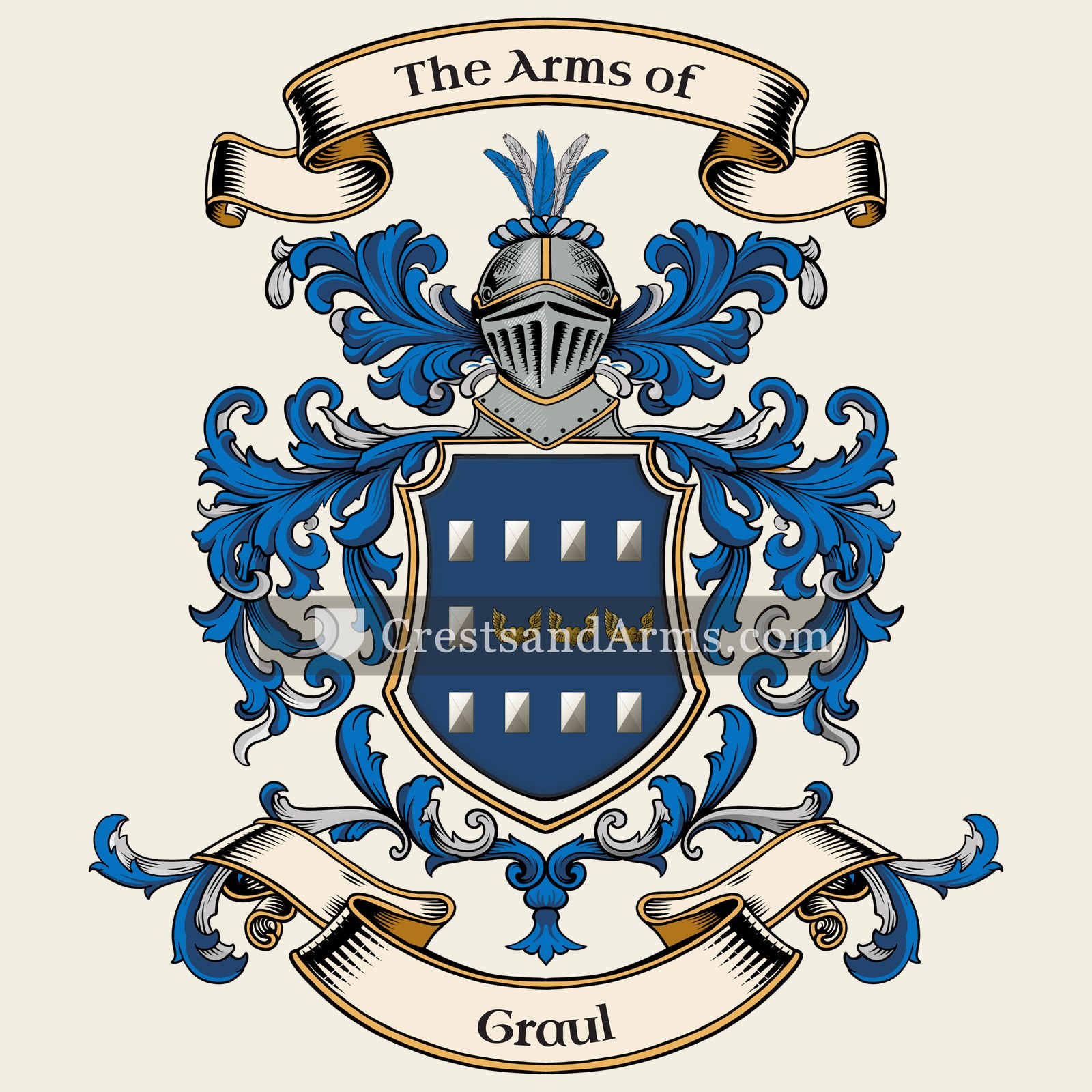 The Graul coat of arms, drawn from the recorded blazon
