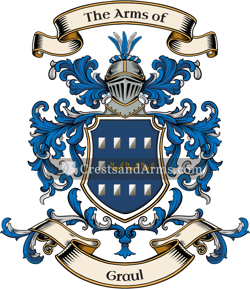 The Graul coat of arms, drawn from the recorded blazon