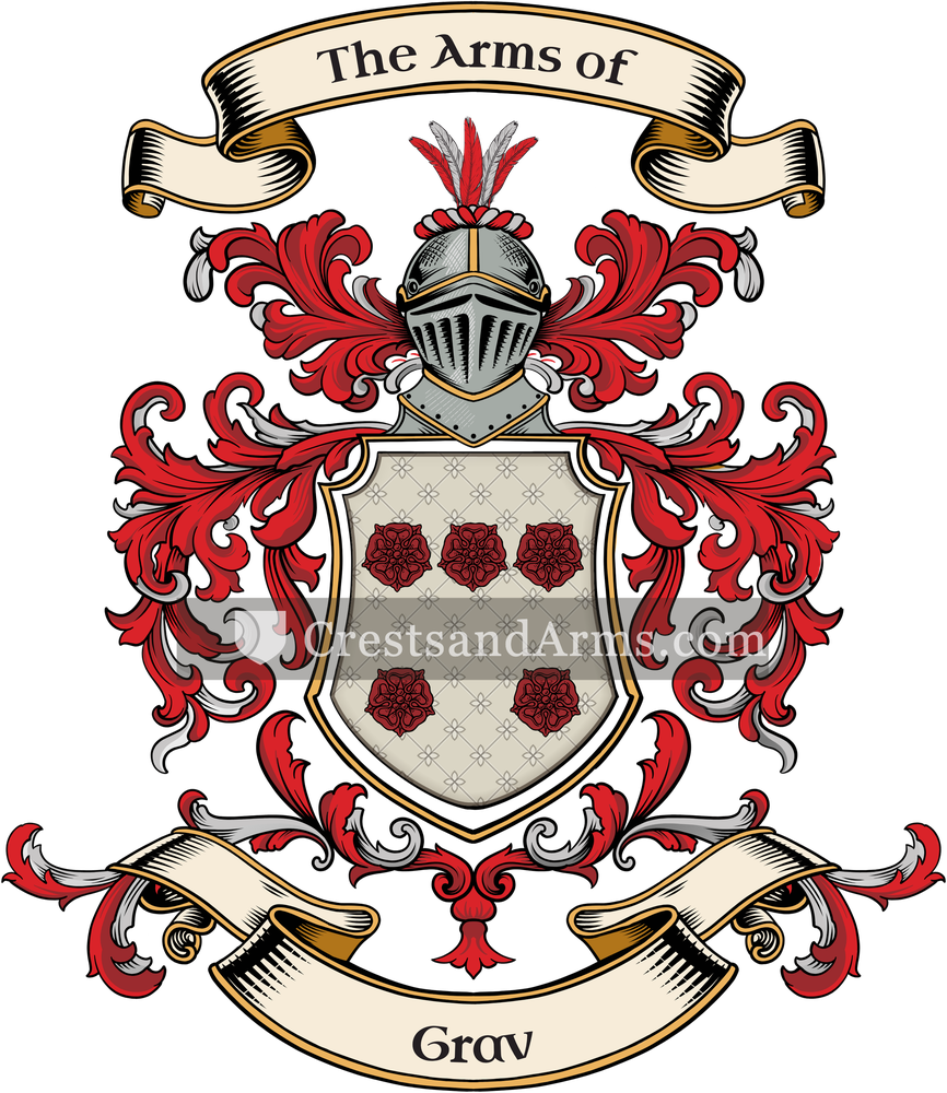 The Grav coat of arms, drawn from the recorded blazon