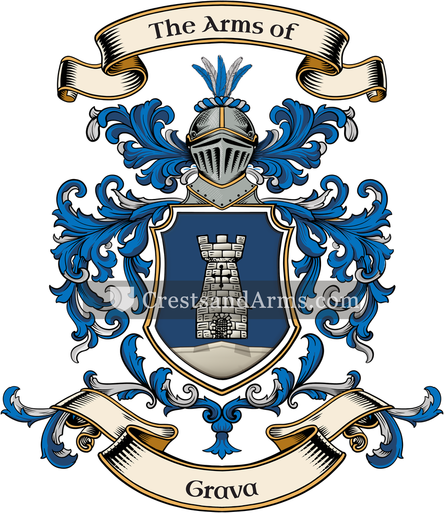 The Grava coat of arms, drawn from the recorded blazon