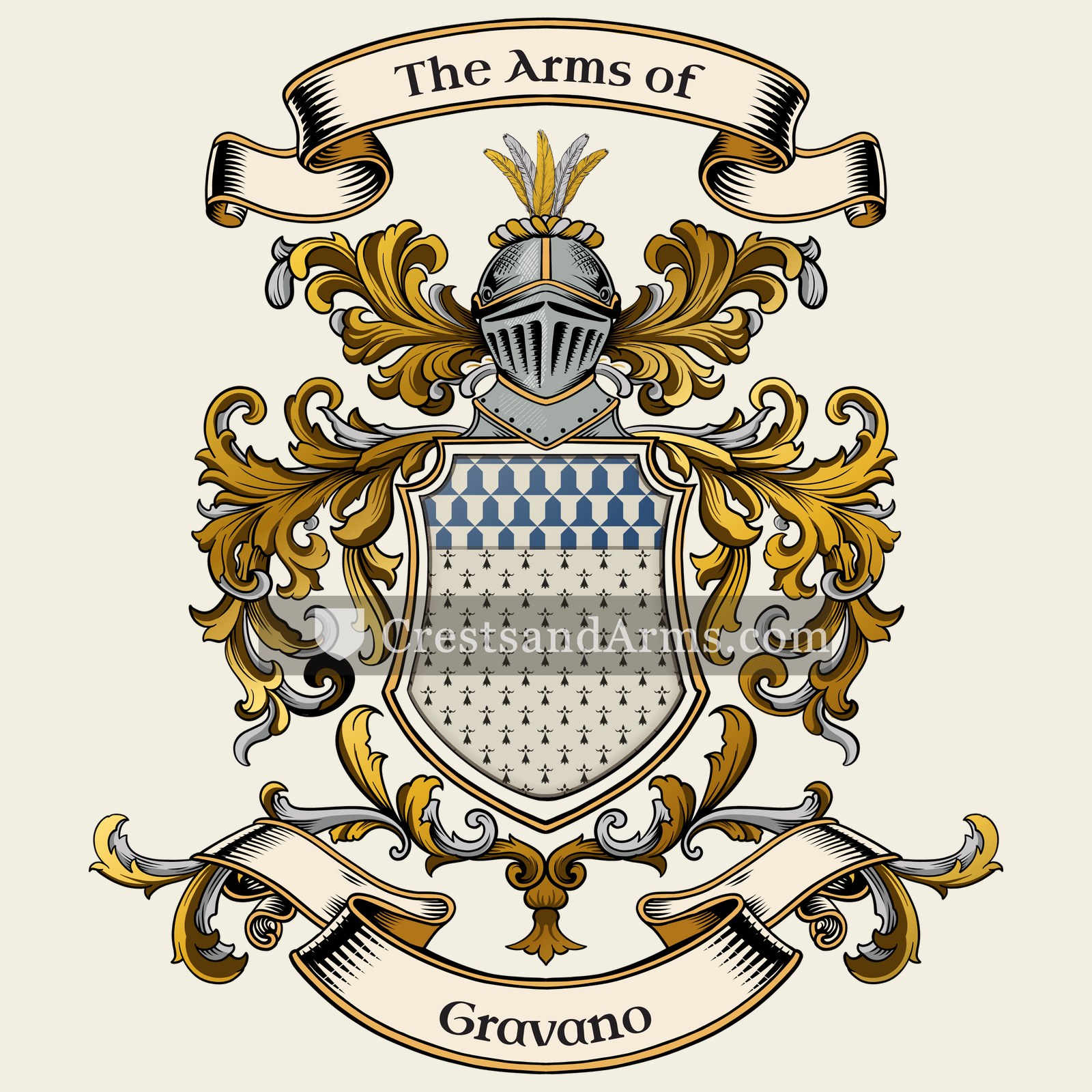 The Gravano coat of arms, drawn from the recorded blazon