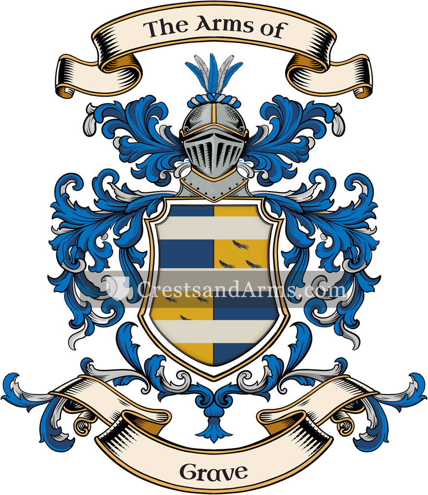 The Grave coat of arms, drawn from the recorded blazon